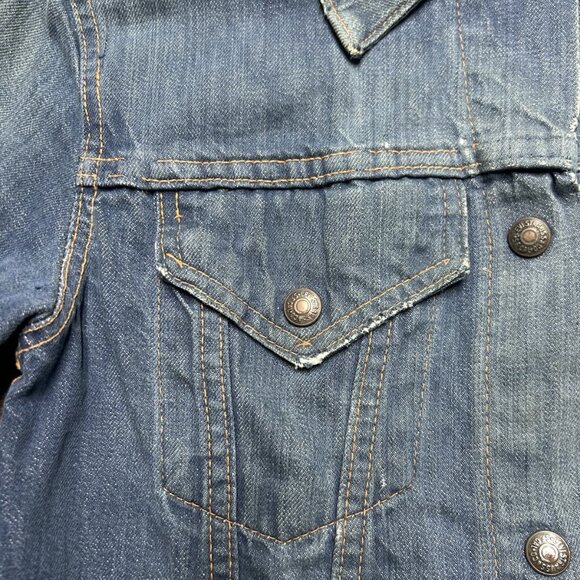 Vintage 70s Levi’s for gals denim trucker jacket big E distressed women S/M - Picture 6 of 16